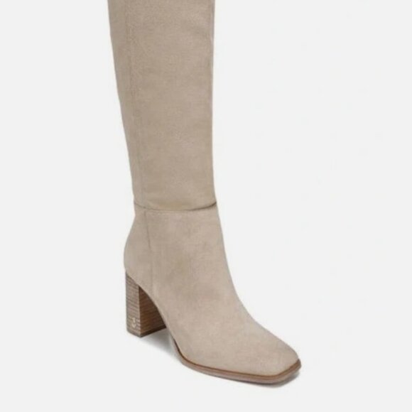 Sam Edelman Olly Sesame Squared Toe Block Heel Pull On Knee High Fashion Boots - Picture 3 of 8
